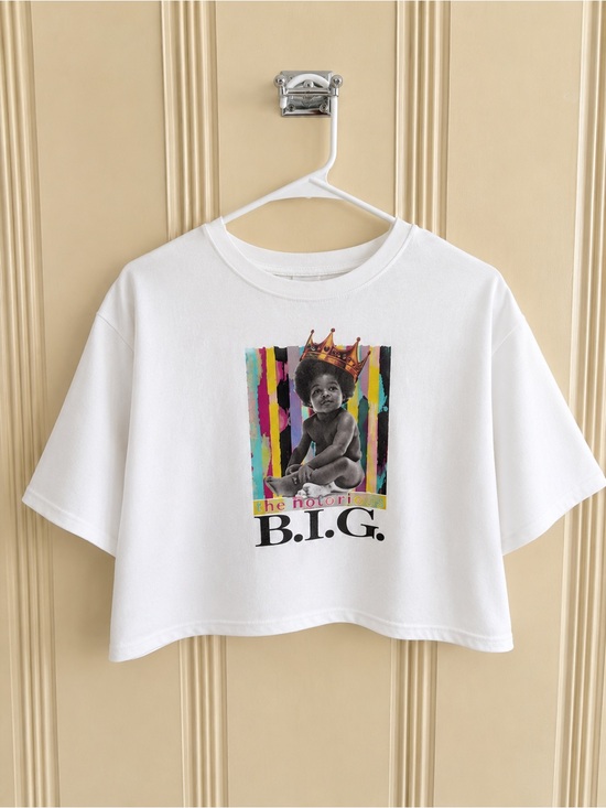 Tops - The Notorious B.I.G. Graphic Crop Tee - White